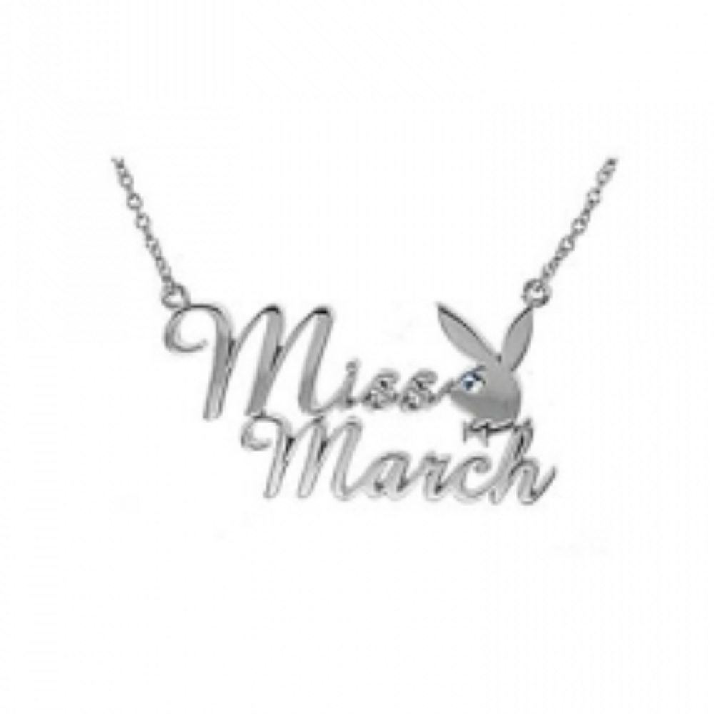 Playboy Necklace Miss March Silver Plated Bunny - Picture 5 of 8